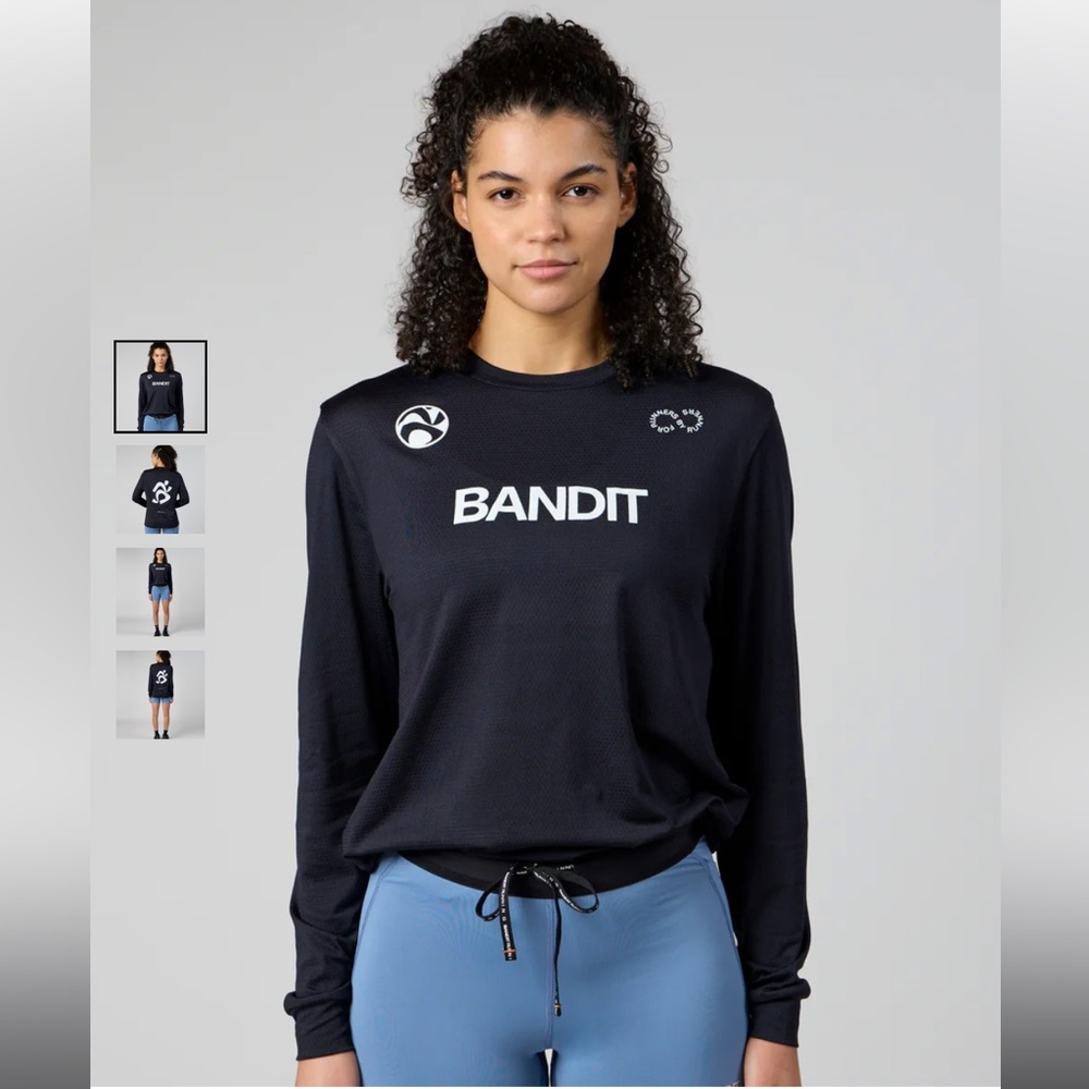 Bandit Running MICROMESH™ CURRENT RUNNER LONG SLEEVE TEE - UNISEX, BLACK Size XS